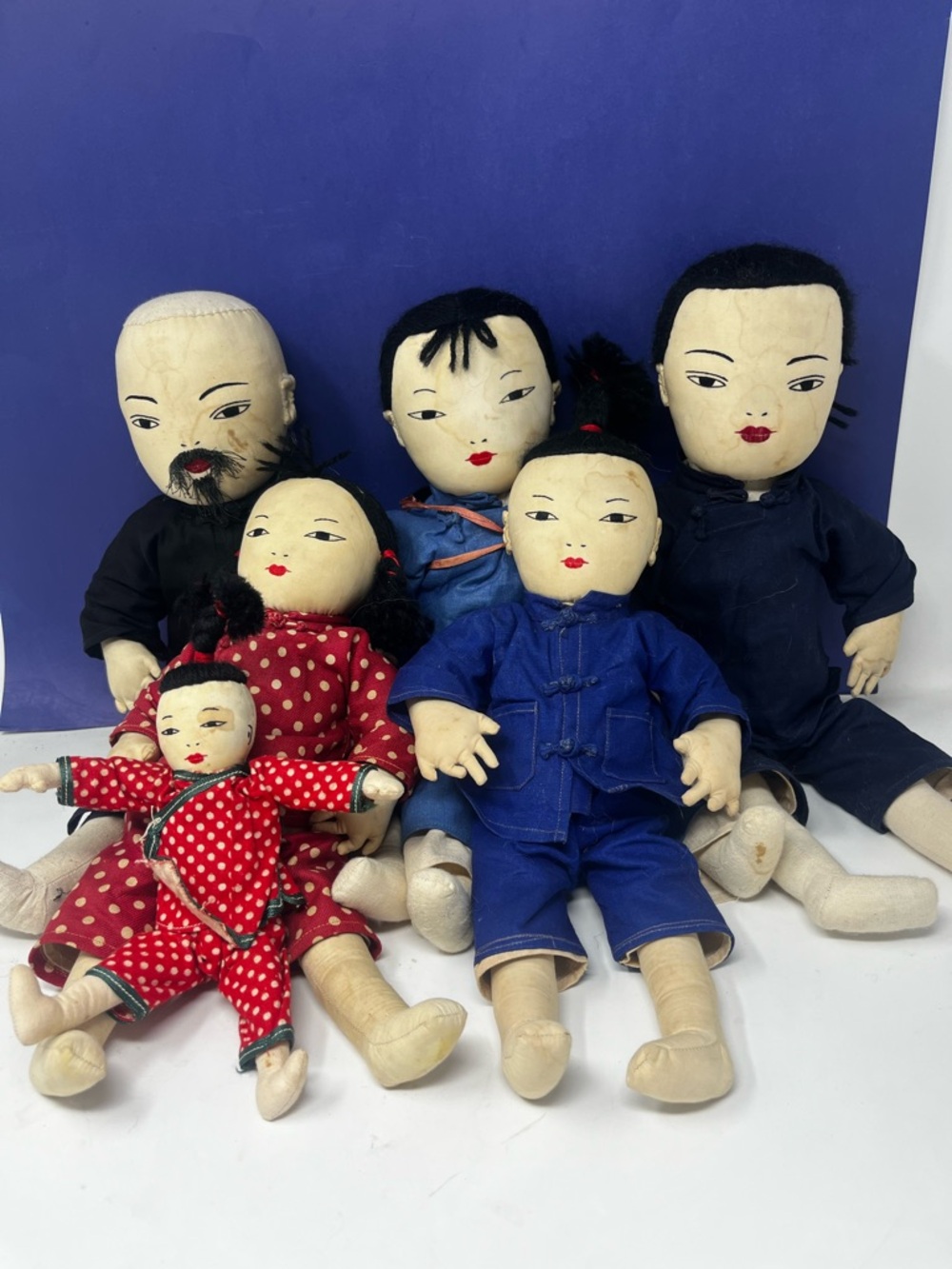 Ada Lum Japanese Traditional Vintage Cloth Dolls Bundle of 6 AS IS